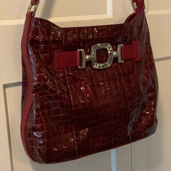 Brighton Handbags - 💜Brighton Burgundy Croc-Embossed Shoulder Bag